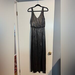 BCBG metallic maxi dress - so fun! V-neck back and two slits in front. Size M.